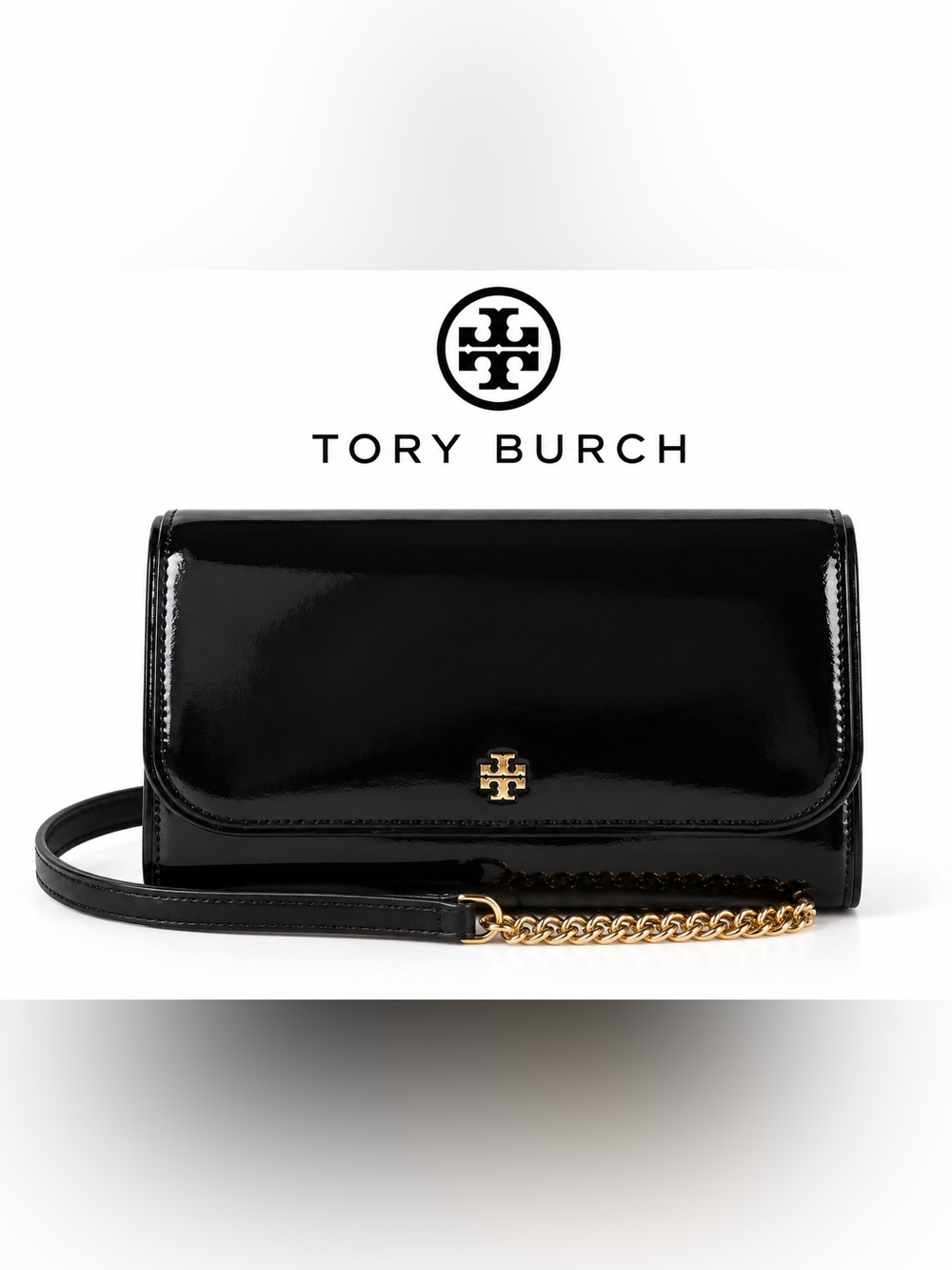 NWT TORY BURCH Emerson Patent Chain Shoulder Bag - Picture 2 of 13